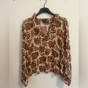 Paige silk blouse floral - ruffle collar